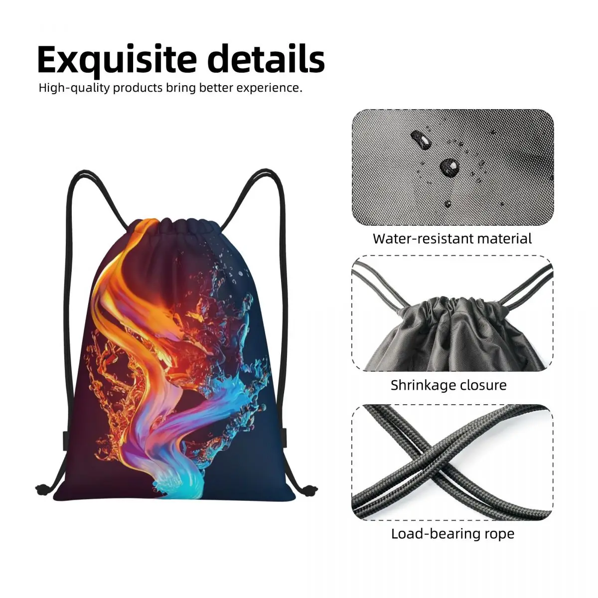 Custom Elemental Drawstring Bag for Shopping Yoga Backpacks Women Men Gale Cumulus Sports Gym Sackpack