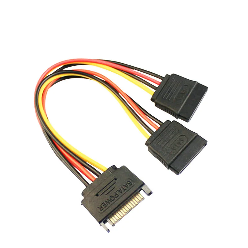 SATA II Hard Disk Power Cable 15Pin SATA 1 Male To 2 Female SATA Splitter Cable 15Pin Power HDD High Quality Extension Cable