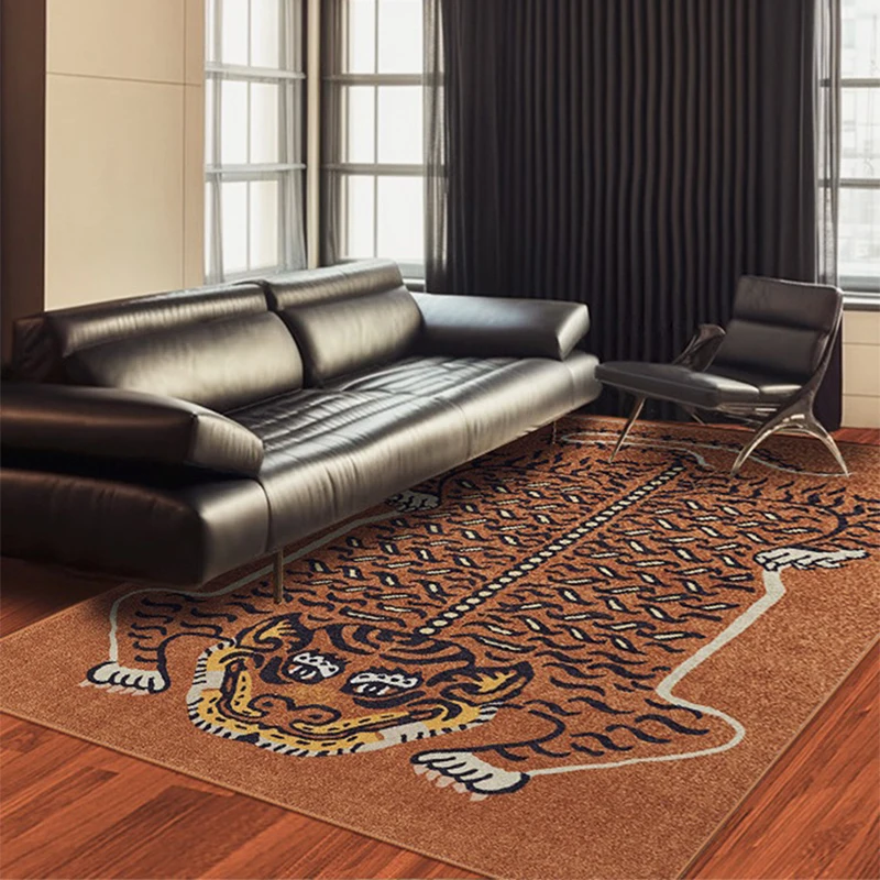 Tiger Carpet Large Size Living Room Carpets Bedside Floor Mat Ethnic Medieval Style Home Decoration Rug alfombra de salón 거실 카펫