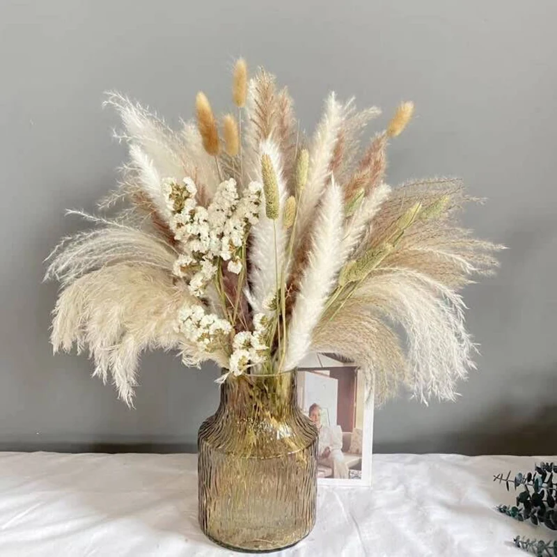 

Dried Pampas Grass Natural Don't Forget Me Flower Bouquets Bathroom Dining Table Centerpiece Decorations Home Flower Arrangemen