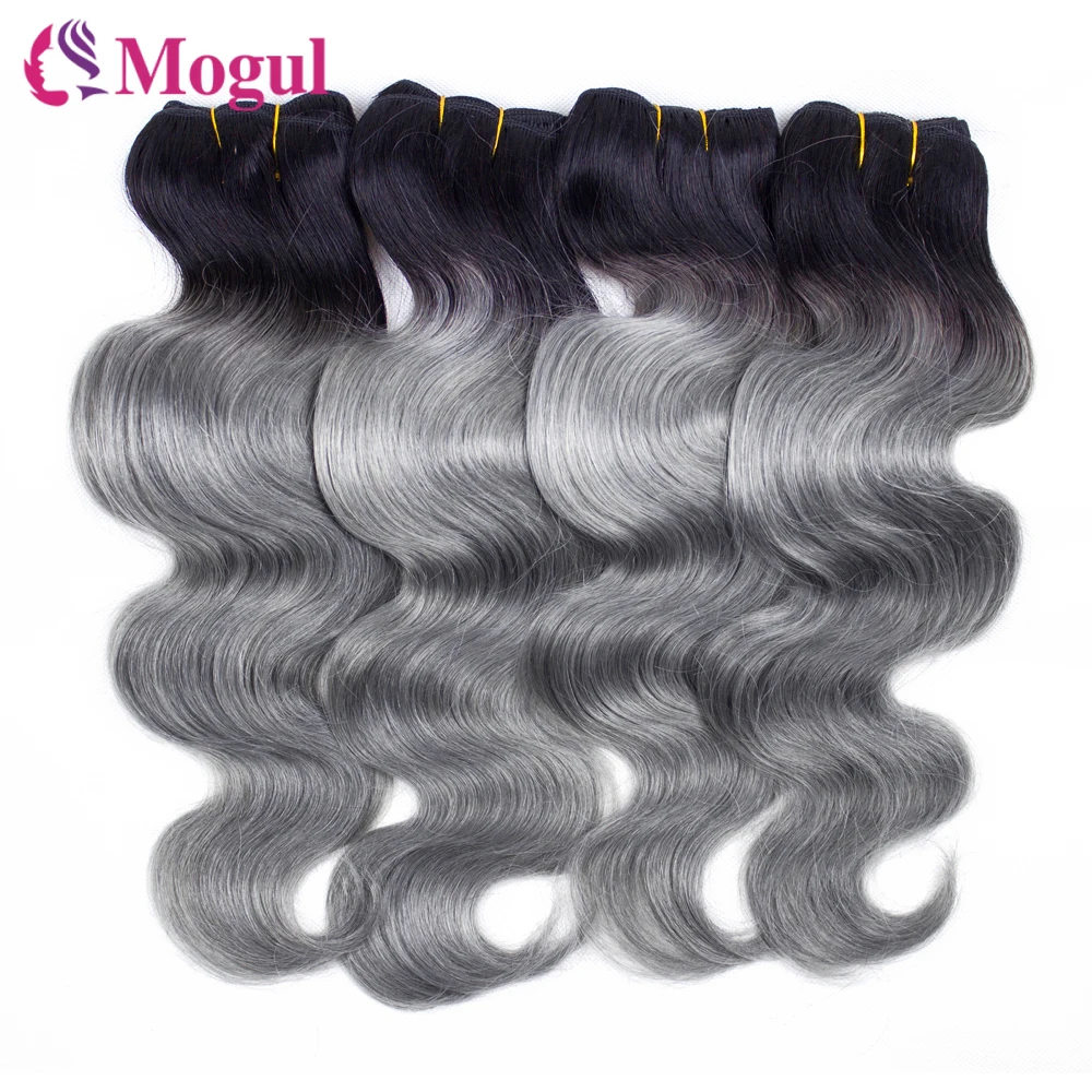 1B Silver Dark Grey Body Wave Hair Bundles Human Hair 1/3/4 Bundles Remy Hair Weave Extension Ombre Black To Grey 10-22 inches