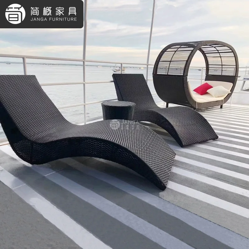 

Уличный шезлонг для виллы, сада, двора, террасы, отеля, B&B, из ротанга, с функцией дивана-кровати