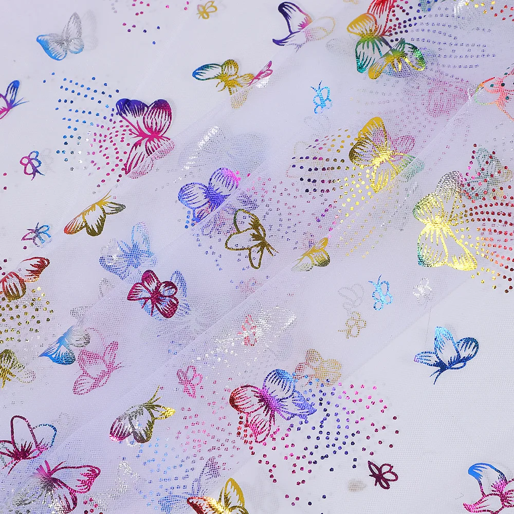 Красочная бабочка, золотая фольга, тюль, ткань для праздничного платья, детский костюм, сценическая одежда, декор, текстильный материал, мечтательная поставка для рукоделия