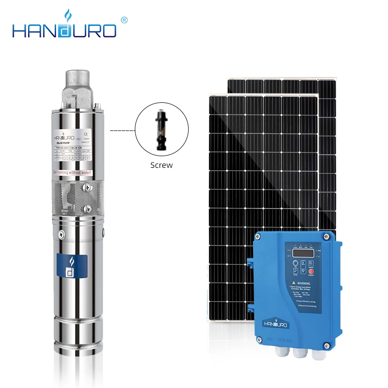 0.28HP 77 Meters Screw Solar Pumps 1.2m3/h  Flow Water Pump 36V Mini Submersible DC Pump For Deep Well