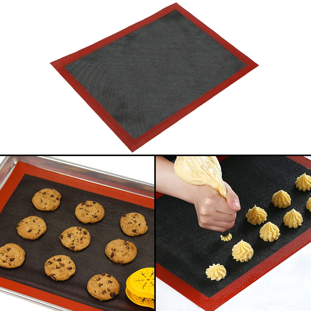 Alfombrilla de silicona antiadherente para hornear, forro de hoja para horno, Macaron, galleta, pan, hojaldre, almohadilla perforada, herramienta de pastelería, 40x30cm