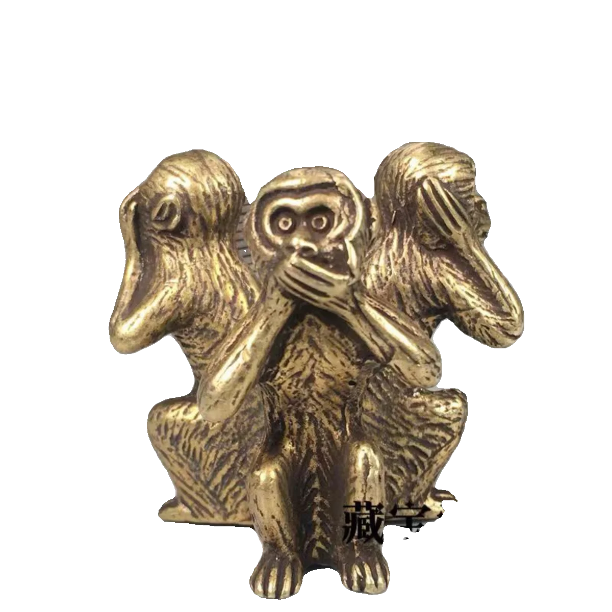 Antique Style Brass Three Wise Monkeys Sculpture Hear No Evil See No Evil Speak No Evil Tea Pet Desktop Tea Ornament view 5