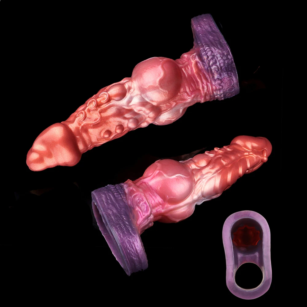GBAR S,M,L Size Penis Sleeve Male Dick Enlarger Long Monster Dragon Dildo Sheath Silicone Knot Cock Cover Sex Toys For Couple