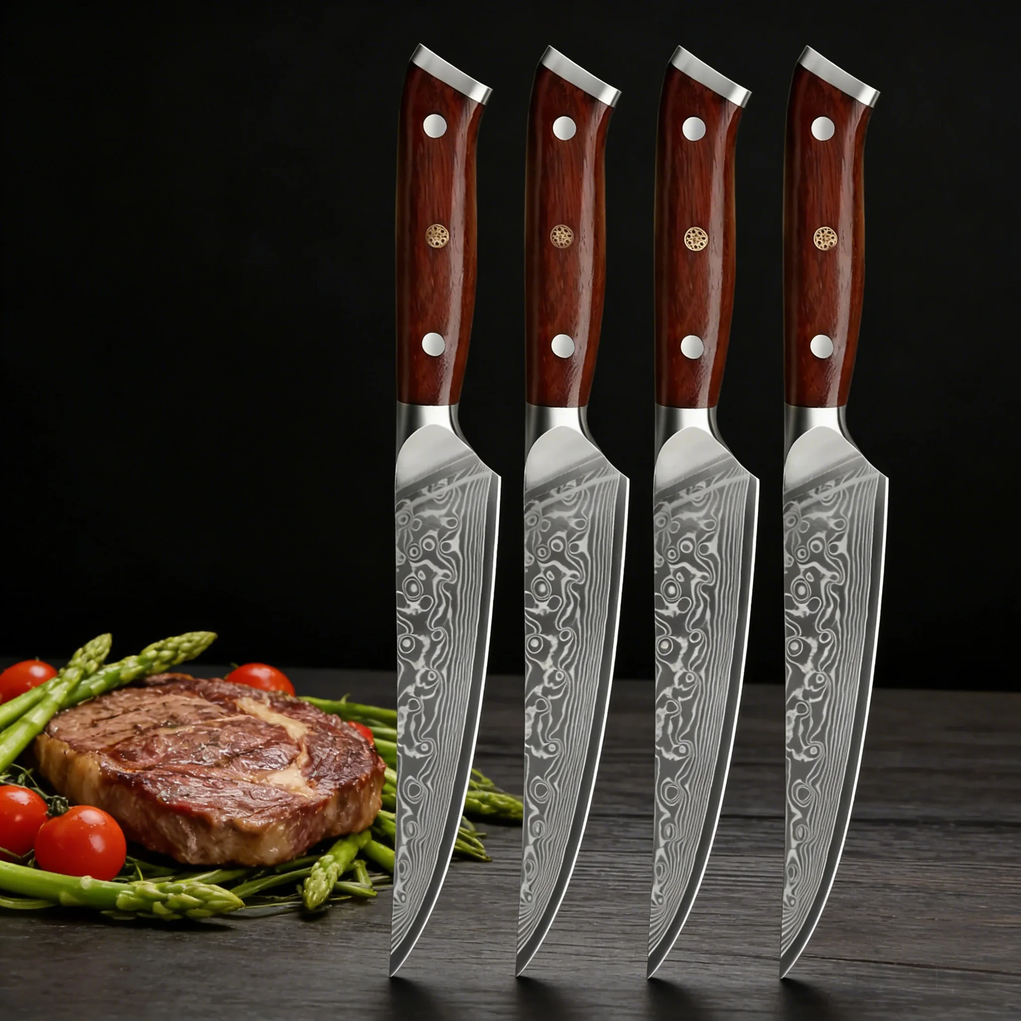 1/2/3/4 Stück, professionelles Rindersteakmesser-Set, 67-lagiges Damaststahl, Küchenmesser, Schneidmesser, westliches Messer, Küchenutensilien