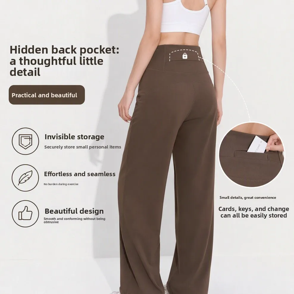 Outdoor Training Casual Pants Running Fitness Pants Loose Straight Pants High Waist Sports Yoga  Wide Leg Women
