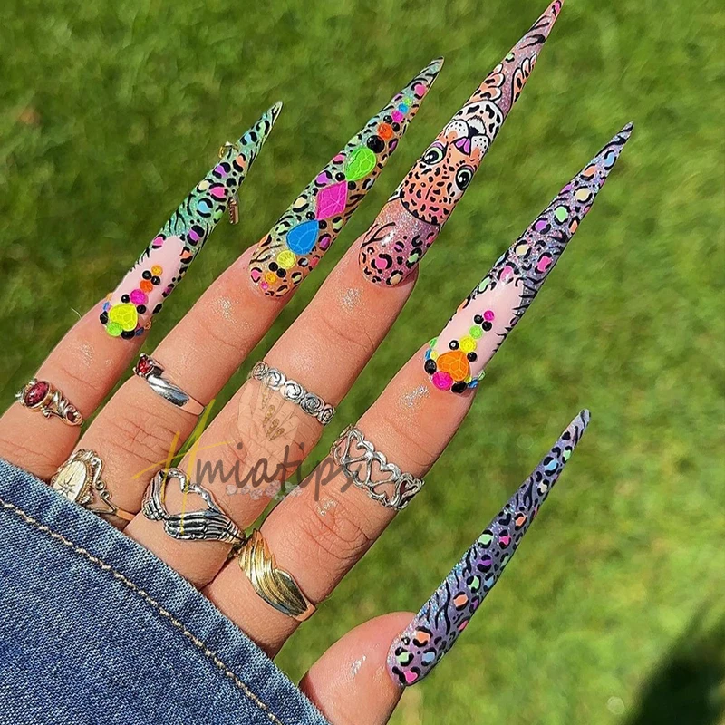 10 Roll Luxury Pink Leopard Print Nail Foils Transfer Decals Zebra Snake Print Acrylic Nails Design Manicure Decorations