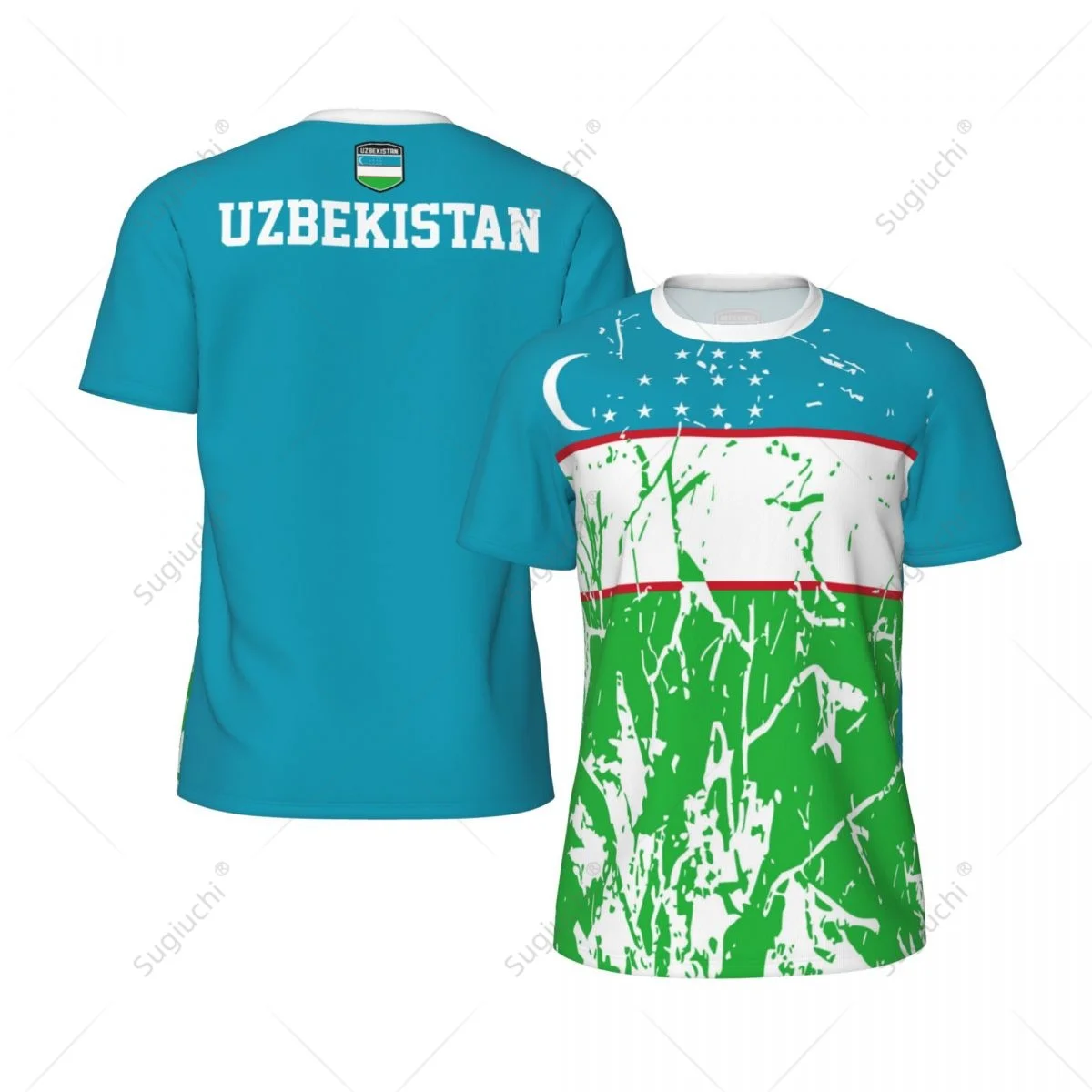 

Exclusive design Uzbekistan Flag Grain 3D Printed Men For Running Bike Soccer Tennis Fitness Sports tshirt Mesh Short T-shirt