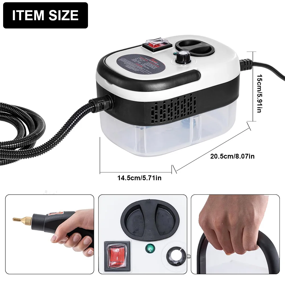 1200ML Handheld Pressurized Steam Cleaner 2500W High Pressure Multipurpose Steamer Multi-Surface Steamer for Couch Auto Floor