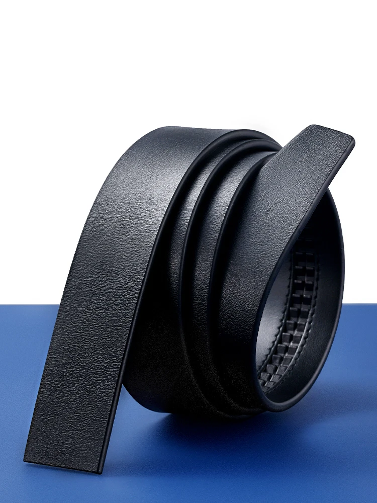 

Men's Genuine35mm Width Leather Belt without Buckle Luxury Ratchet Split Leather Belt Black Cinturones Para Hombres