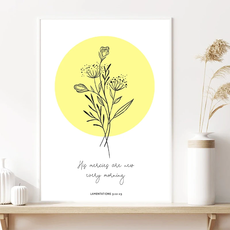 ملصق The Joy of the Lord is My Strength وطباعة نباتات نباتية مائية صورة فنية جدارية كهدية مسيحية لديكور المنزل #3