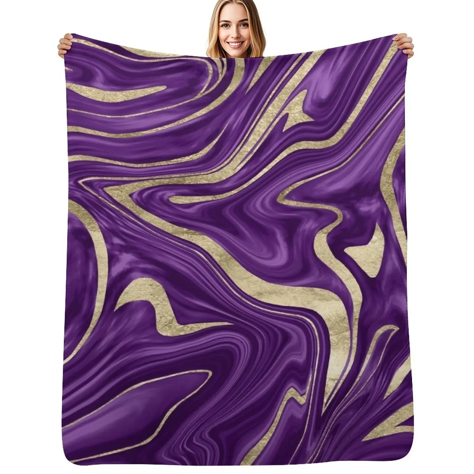 

Purple Black Gold Marble #1 #decor #art Throw Blanket warm for winter Winter beds Extra Large Throw Multi-Purpose Blanket