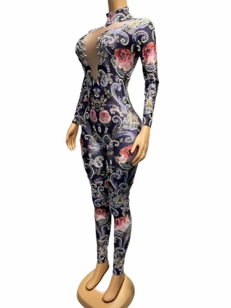 

Women's One-piece Sexy Club Performance Dance Show Costume Glitter Rhinestone Sequins Leotard Sexy Tasseled Bodysuit