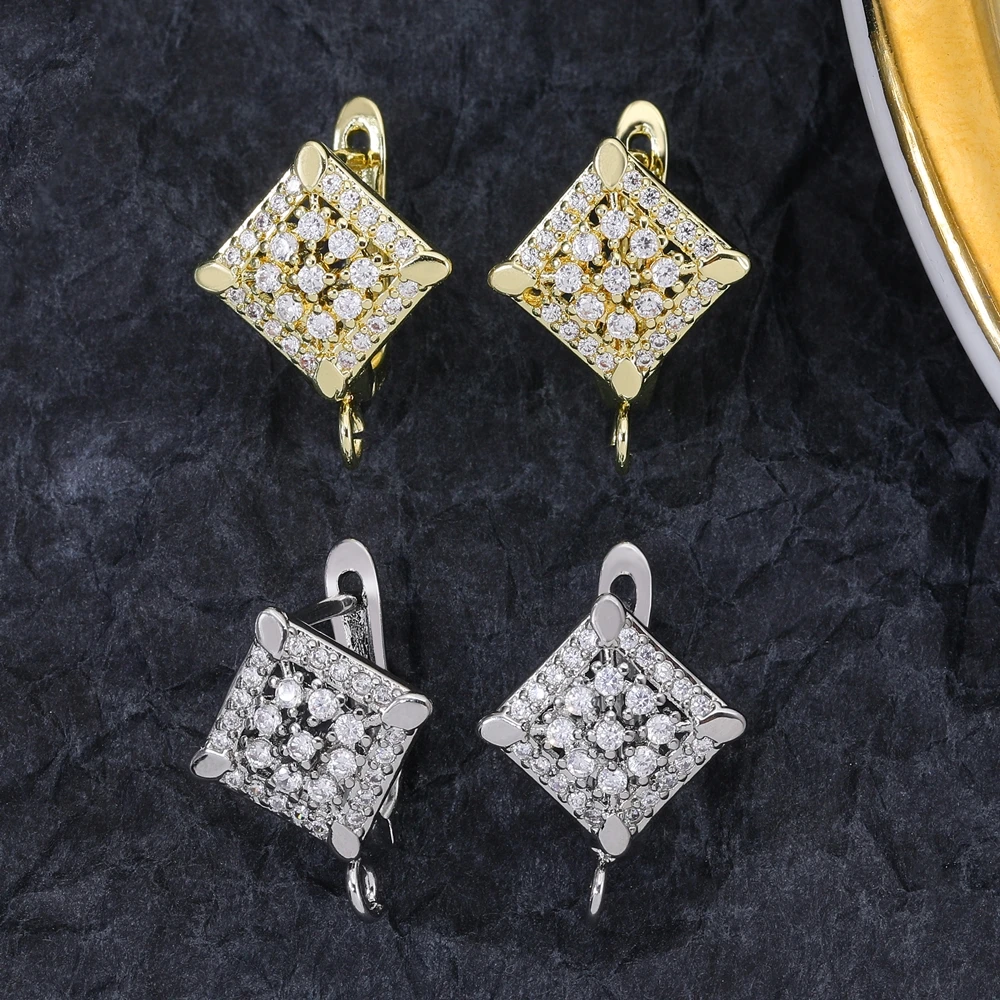 Juya 2 4Pcs/Lot 18K Real Gold Plated Earwire Fasteners Earring Hooks Accessories For DIY Women\'s Anti-Allergy Earrings Making