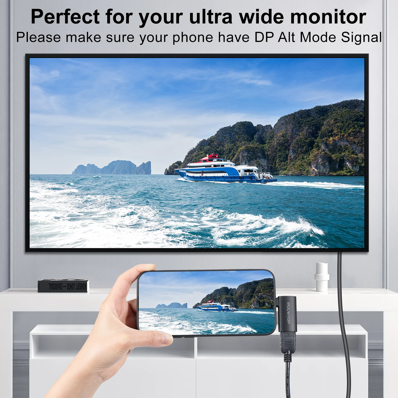 PULWTOP USB C a HDMI, [4K@60Hz, alta velocidad] Adaptador USB tipo C a HDMI Compatible con MacBook, IPad, iMac, Dell, XPS y más.