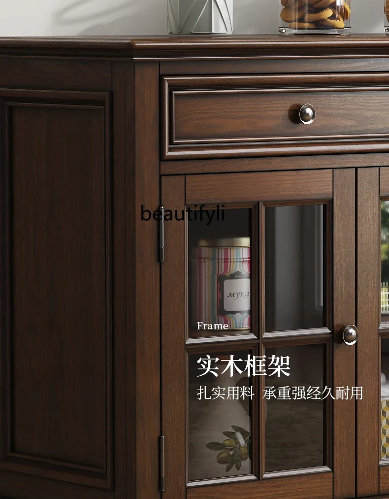 American Solid Wood Sideboard Locker Cupboard Tea Cabinet Wine Cabinet Kitchen Ash Cabinet Storage Furniture