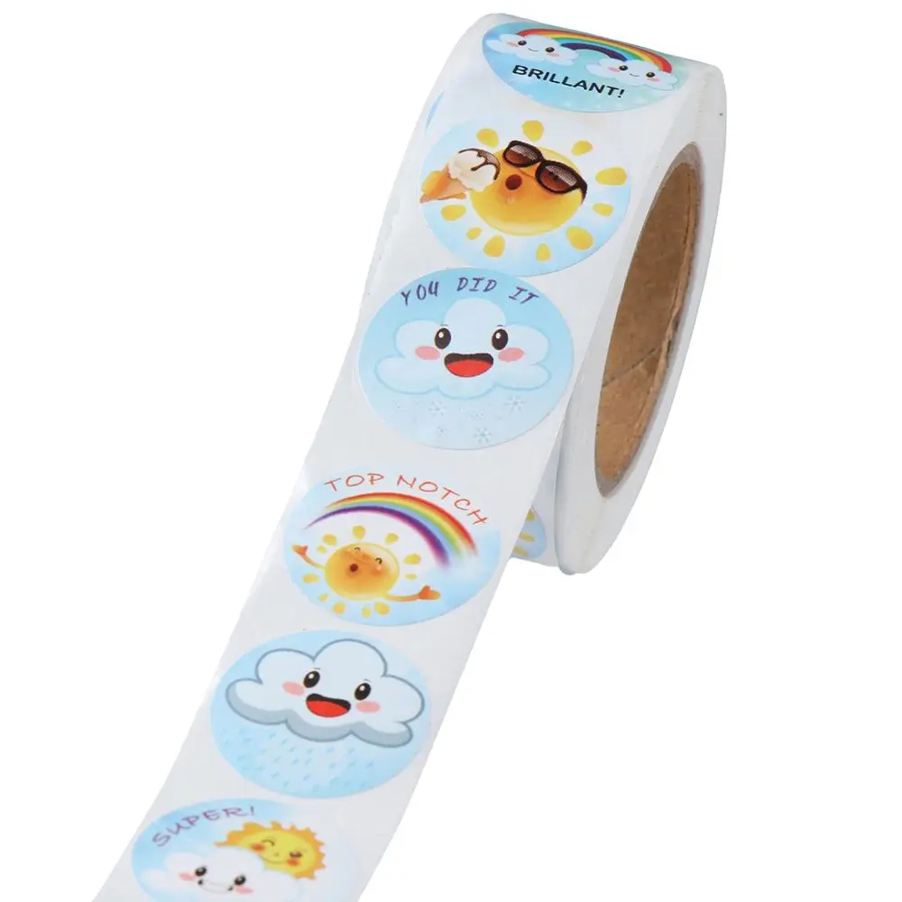 6 disegni Etichette adesive Sun Time Cloud Rainbow Etichette adesive Buste Sigilli Adesivi Casa