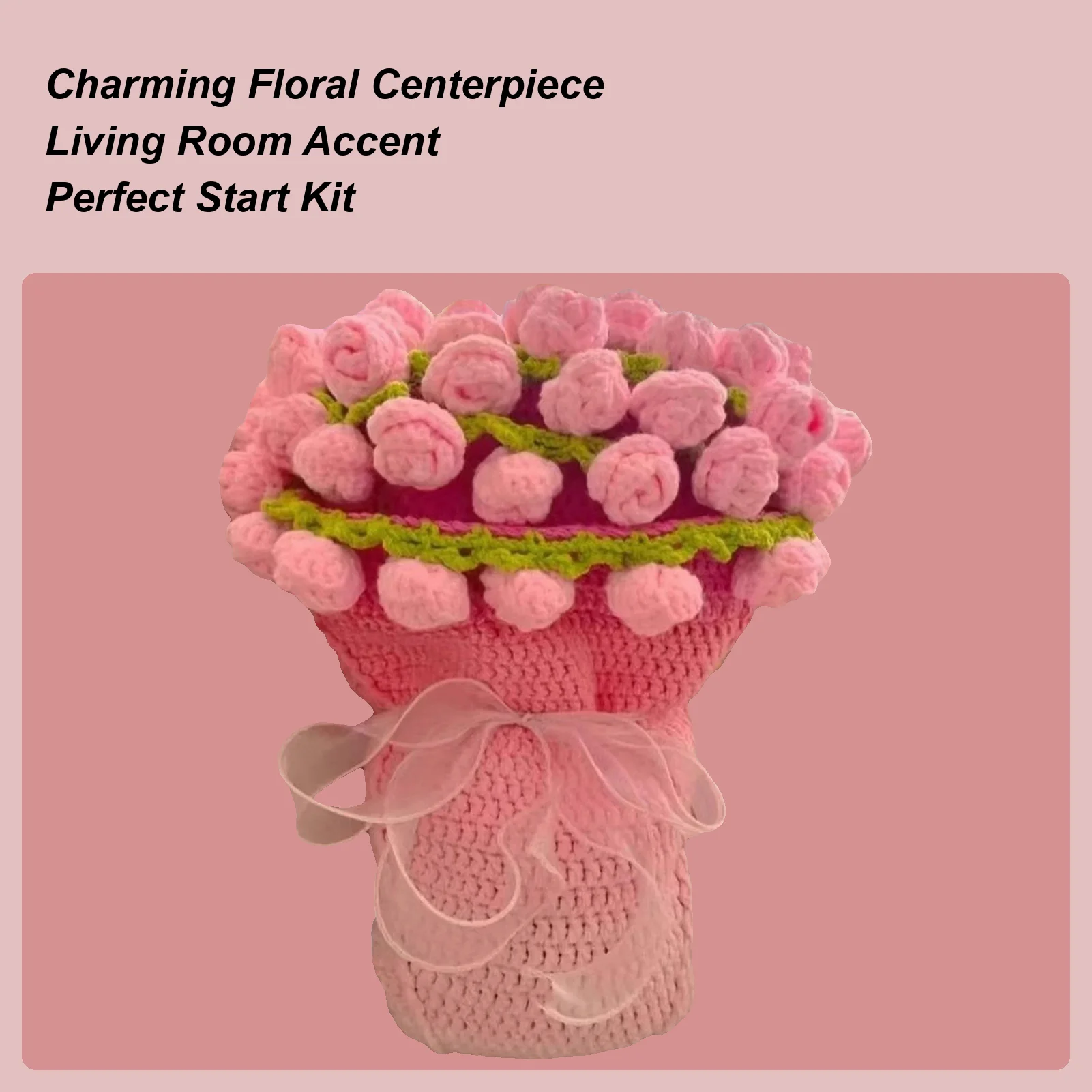 

Crochet Kit For Beginners Flower Craft Supplies Bouquet Throw Blanket Knit Set For Adults Women Mom Home Decor Bed Throws