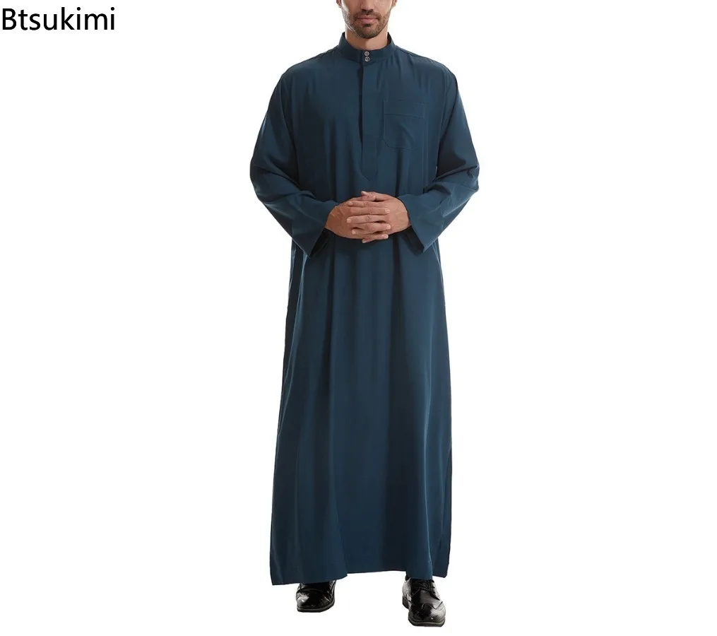 Mens Robe Long Sleeve Saudi Abaya Arabic Thobe Jubba Thoub Dubai Daffah Kaftan Middle East Islam Thawb Jubba Muslim Dress Caftan