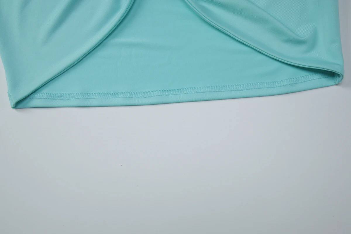 Hugcitar Damenmode, tiefer V-Ausschnitt, einfarbig, kurzärmelig, gerüscht, sexy Crop-T-Shirt, Top, Sommer, Strandurlaub, weibliches Outfit – Detail 7