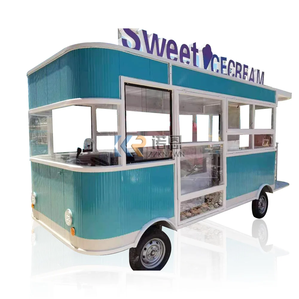 In Stock 5M Mobile Food Truck Commercial Coffee Ice Cream Truck Trailer Food Cart kiosk Van with Kitchen Equipment