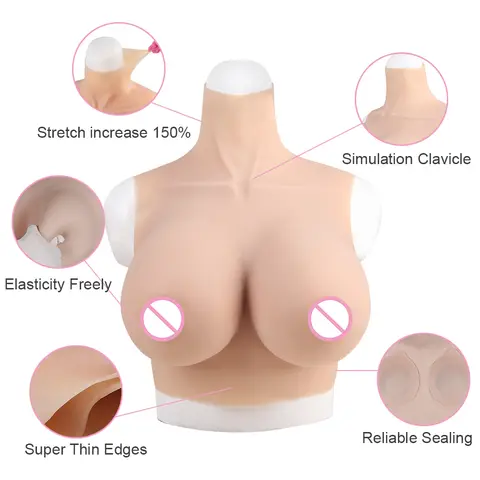 KnowU Lifelike Ultra thin Fake Breast A/B/C/D/E/G/H Cup Huge Breast Shake Suitable For Role Playing Cross Dressing Dance