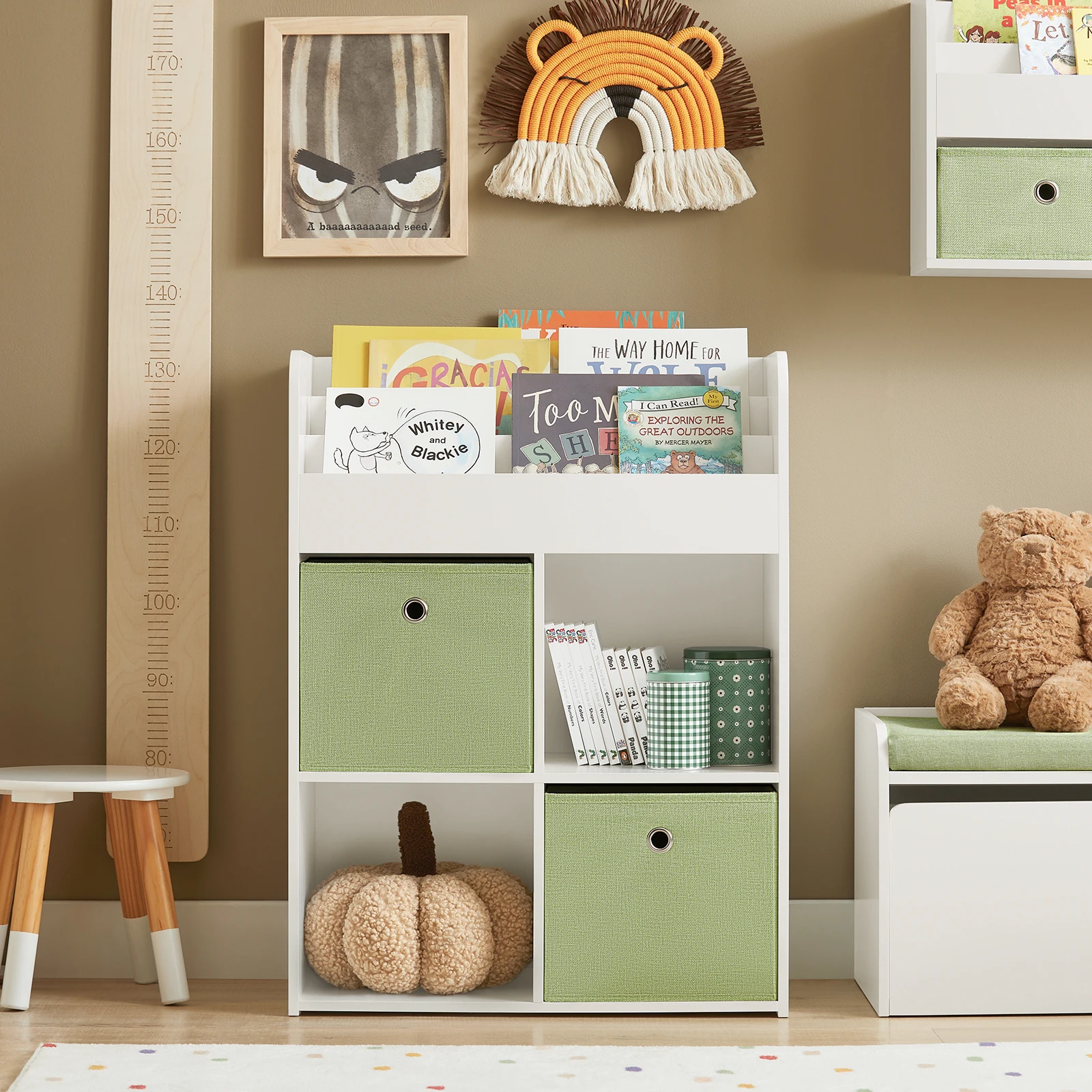 SoBuy KMB79-W Niños 2 Estantería de boxeo de tela Organizador de juguetes para habitación de NIÑOS Blanco BHT aproximadamente 60x80x34 cm