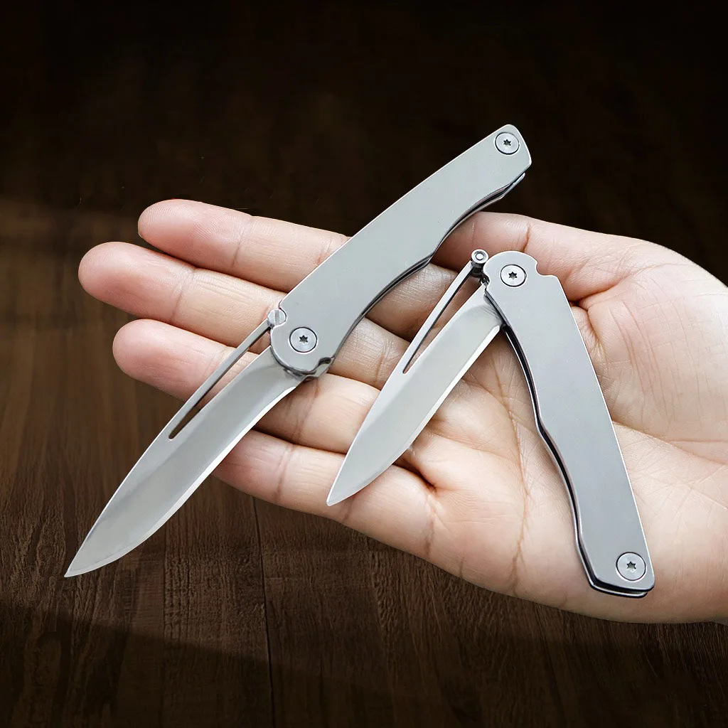 

5CR15 Stainless Steel Pulley Design Mirror Light Folding Blade Knife Sharp Outdoor Camping Portable Pocket EDC Knifes Hand Tool