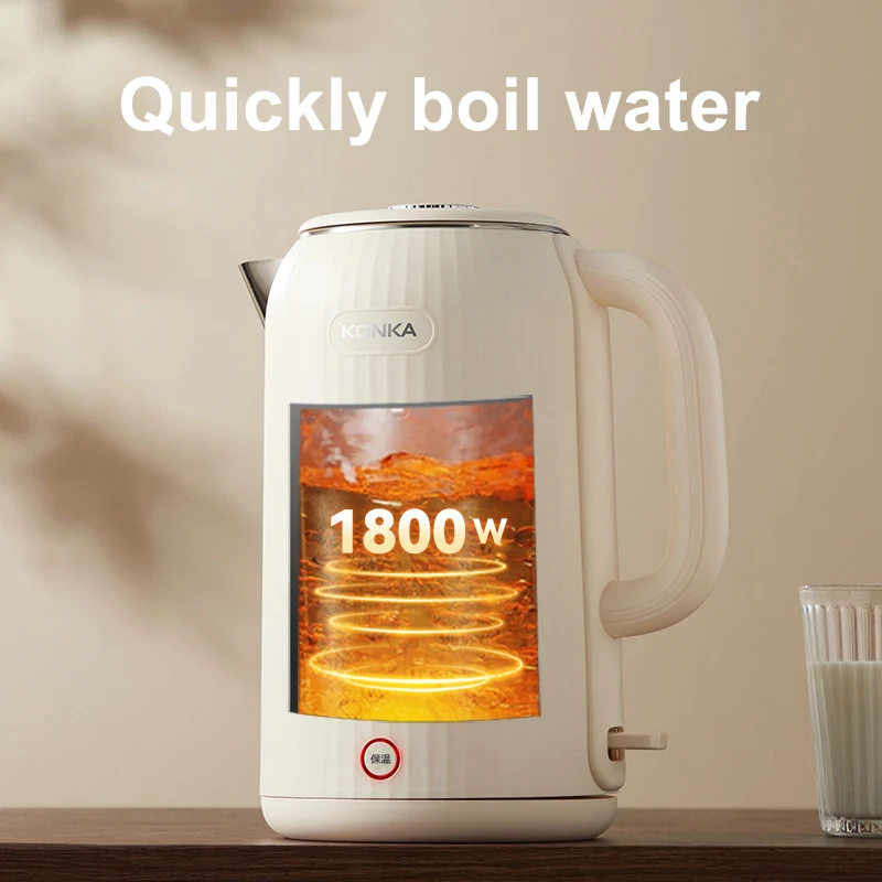 Neuer elektrischer Wasserkocher aus Edelstahl 304 mit großer Kapazität für den Heimgebrauch, automatischer Abschaltung und Isolierung