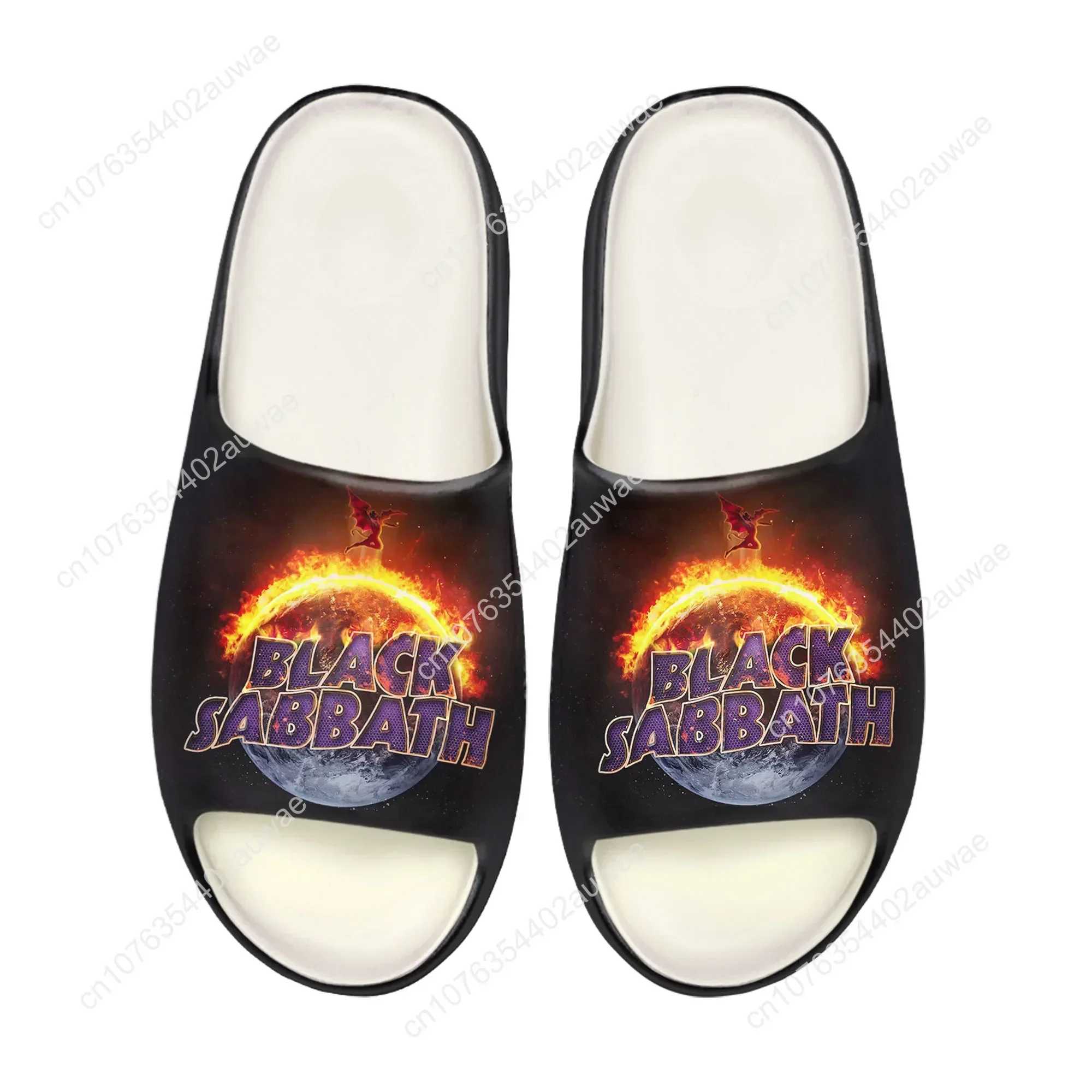 Black Heavy Metal Band Sabbath Soft Sole Sllipers Home Clogs Step on Water Shoes Mens Womens Teenager Customize on Shit Sandals