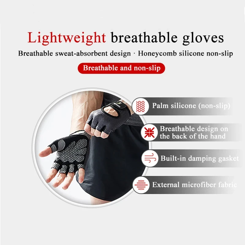 Gym Gloves Fitness Weight Lifting Gloves Body Building Training Sports Gloves Workout Half Finger Hand Protector for Men Women