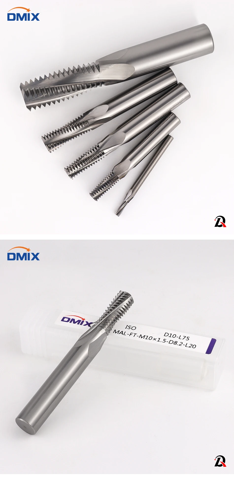 DMIX Vollgewindefräser mit Hartmetallbeschichtung Vollgewinde MHP MAL M3 M4 M5 M8 M10 M12 M14 M16 – Detail 5