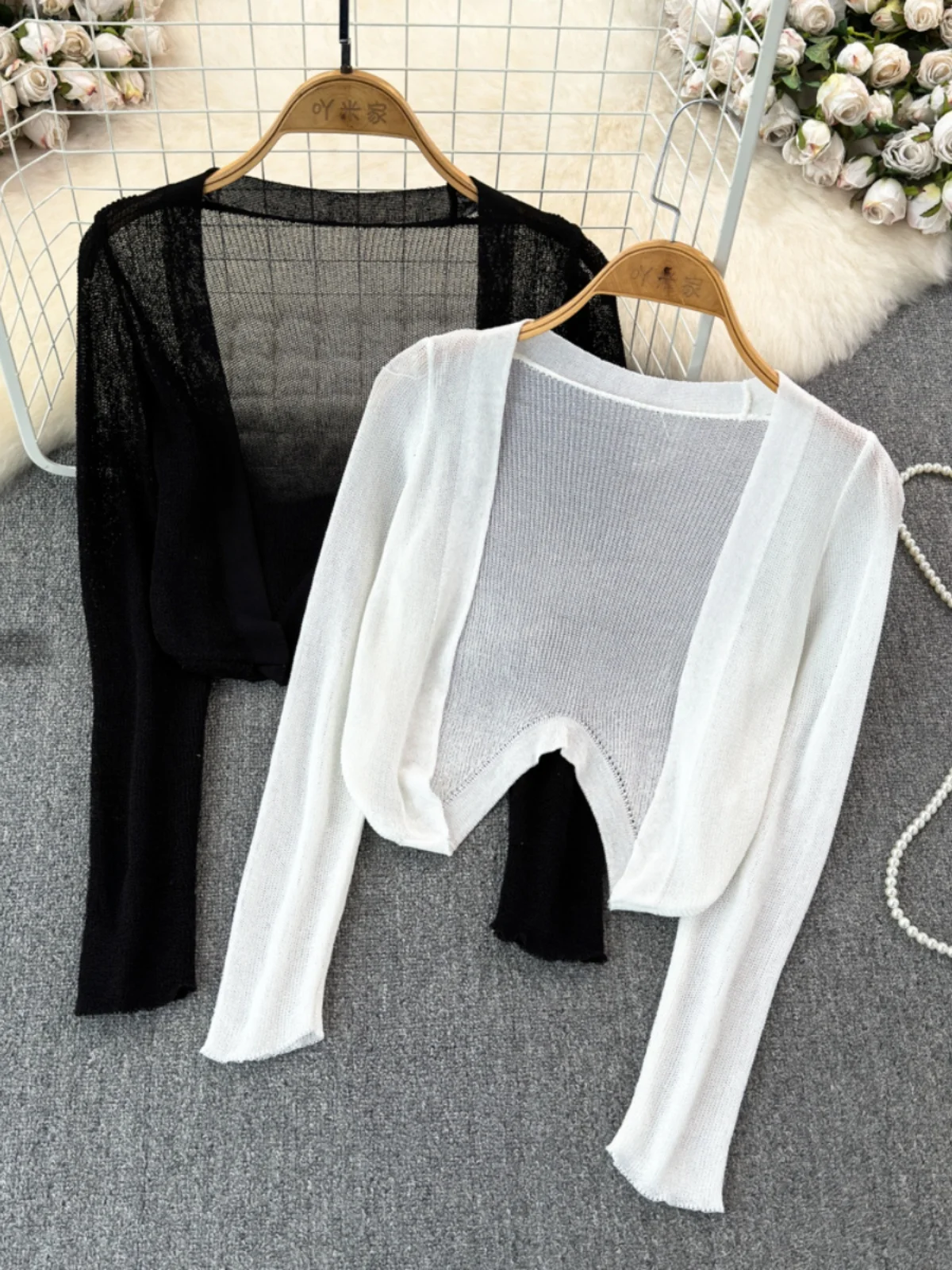 

Slim Fit ort Knitted Cardigan Women's Summer Large Size plus Size Casual Sle V-Ne Long Sve Thin Sun Protection