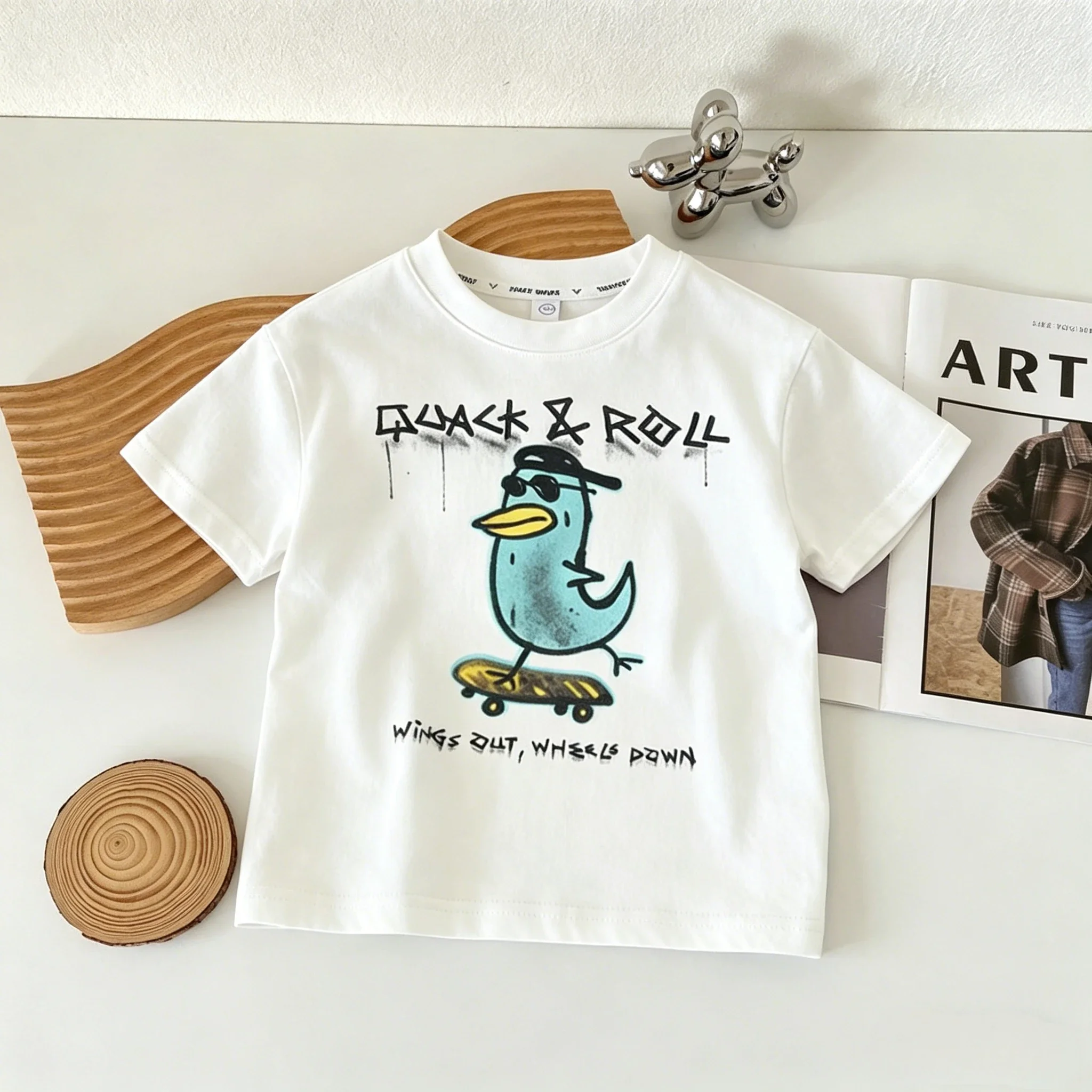 Kids Crew Neck Short Sleeve T-Shirt Multiple Design Print Cotton Summer Sportswear Fashion Pullover Top for Children