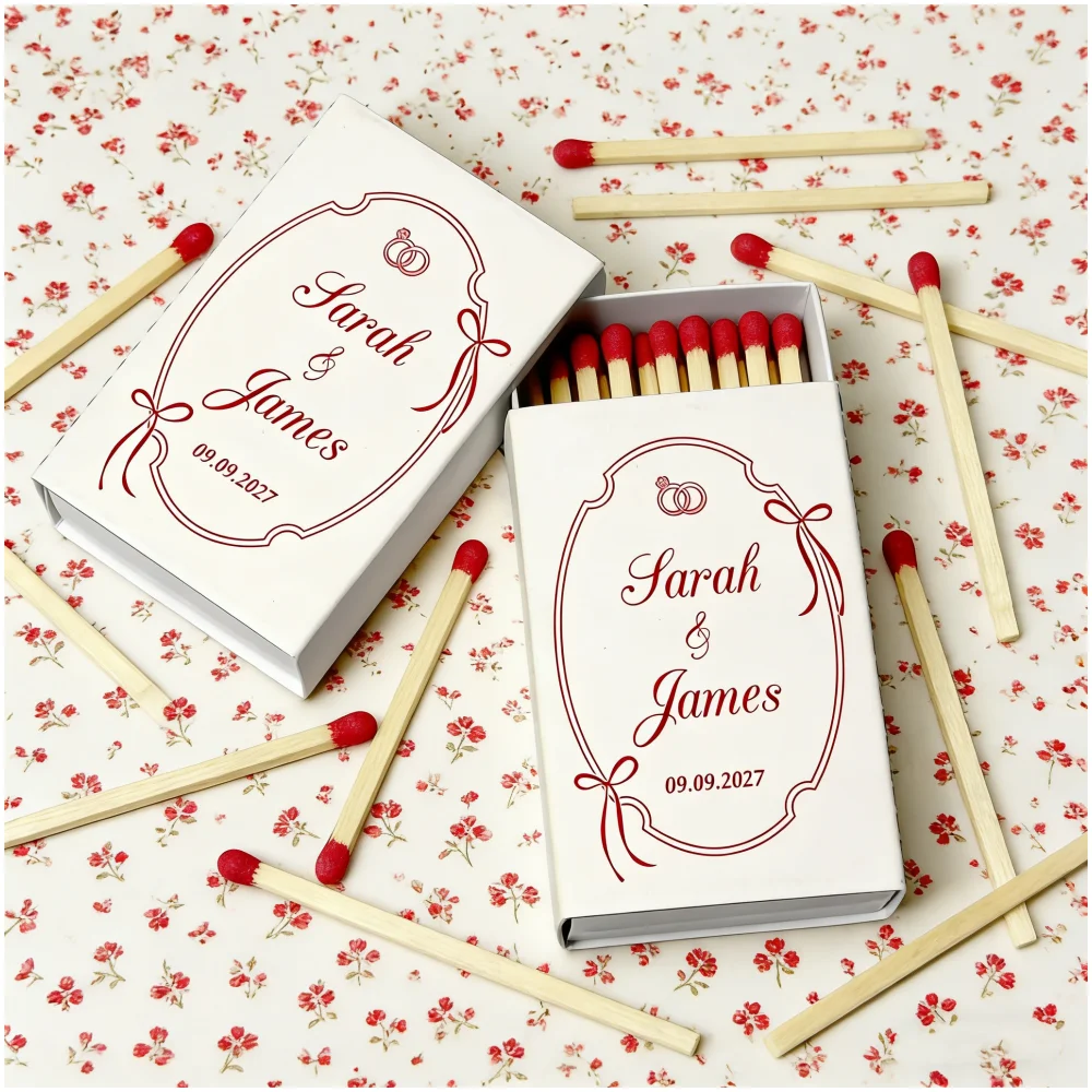 

Custom Wedding Sparkler Send Off Matchboxes Personalized Bulk Red Favors for Reception & Party Decor
