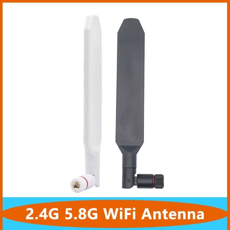 Antena de roteador de banda dupla Chicote de borracha dobrável, antena com SMA Omni WiFi, melhoria de sinal, 12DBI, 2.4G, 5G, 5.8G