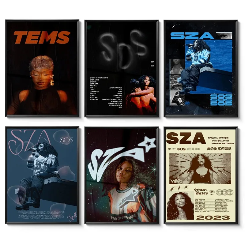 Хип-хоп Поп-музыка Певица Звезда S-ZA Рэп Плакат Sos Альбом Холст Картина Настенное Искусство Винтаж Фанаты Подарок Бар Гостиная Украшение Дома