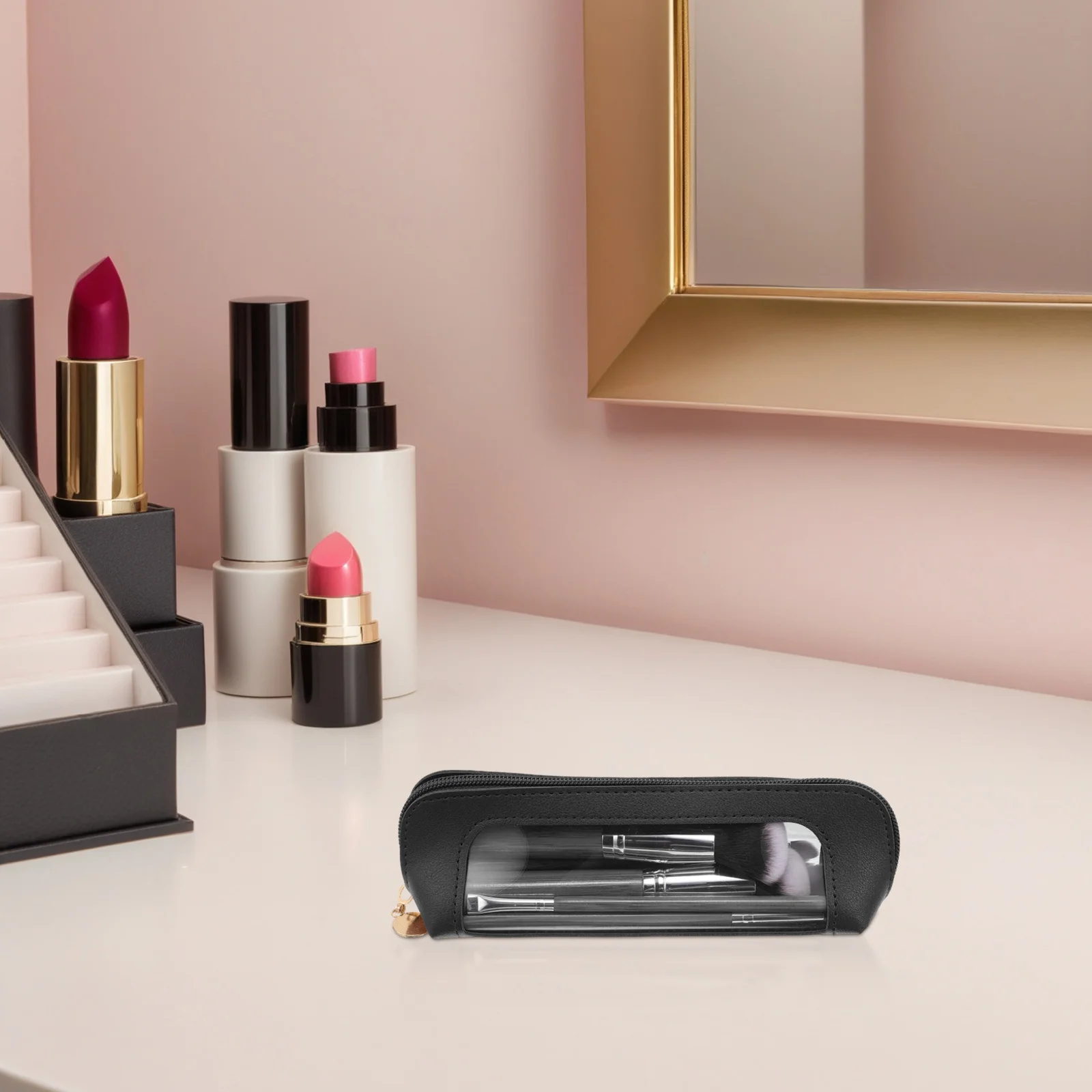 

2pcs Brush Bag Large Capacity Transparent Travel Storage Organizer Case Portable Makeup Pouch For Women Zipper Travel