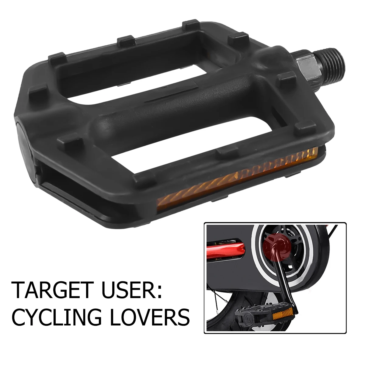 

Universal Anti-Slip Bike Pedals Durable Plastic Pedals Mountain Cycling Reflective Stripes Comfort Corrosion Resistant