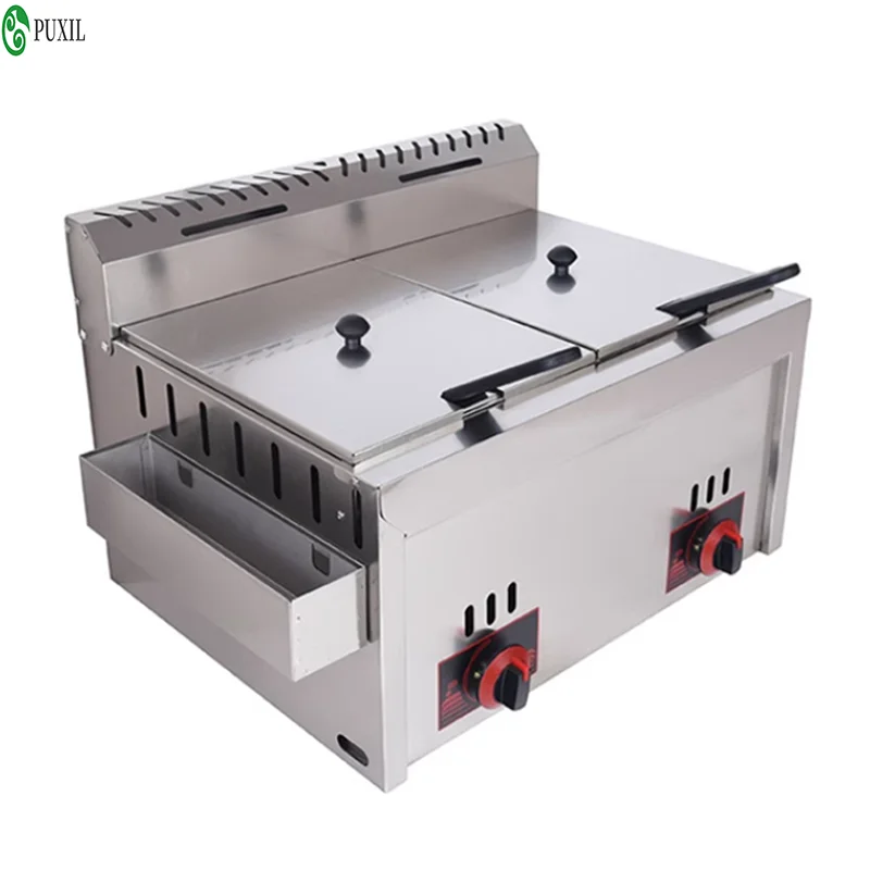 12L Stainless Steel Desktop Deep Fryer for Fried Chicken and French Fries Double Slot Commercial Kitchen Appliance for
