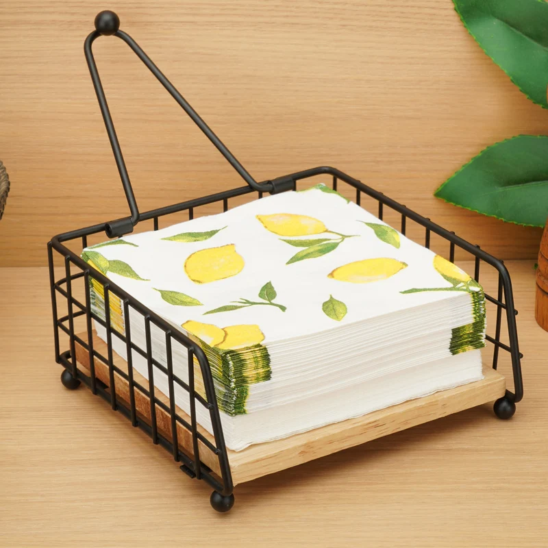Serviettenhalter für Tisch, rustikaler quadratischer Papierservietten-Organizer aus Metall für Küchenhalter für Zuhause, Restaurant, Cafés – Detail 5