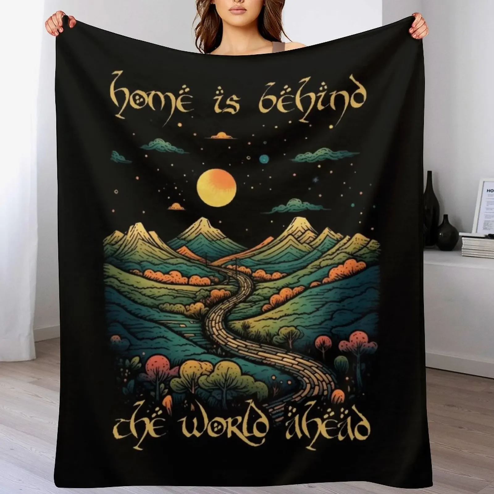 

Home is Behind, the World Ahead - Start Night - Fantasy Throw Blanket