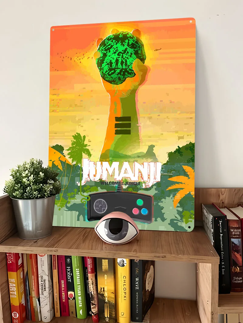 Jumanji ملصق لعبة صفيح تسجيل غرفة نوم الديكور غرفة المعيشة ديكور الرجال علامات معدنية مخصصة لتزيين غرفة الألعاب #4