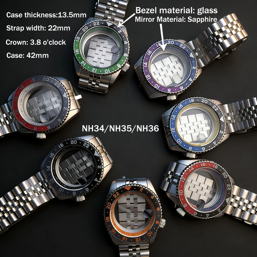 

New 42mm case NH35 stainless steel case men's watch suitable for SKX007 watch modification accessories NH35/NH34/NH36 movements