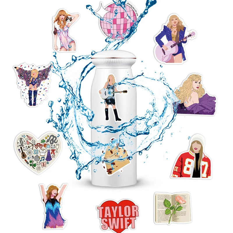 Taylor Swift-Autocollants waterproof avec image de dessin animé, chanteur international, étoile souriante, coque de téléphone portable, graffiti, DIY bricolage, 50 pièces, nouveau