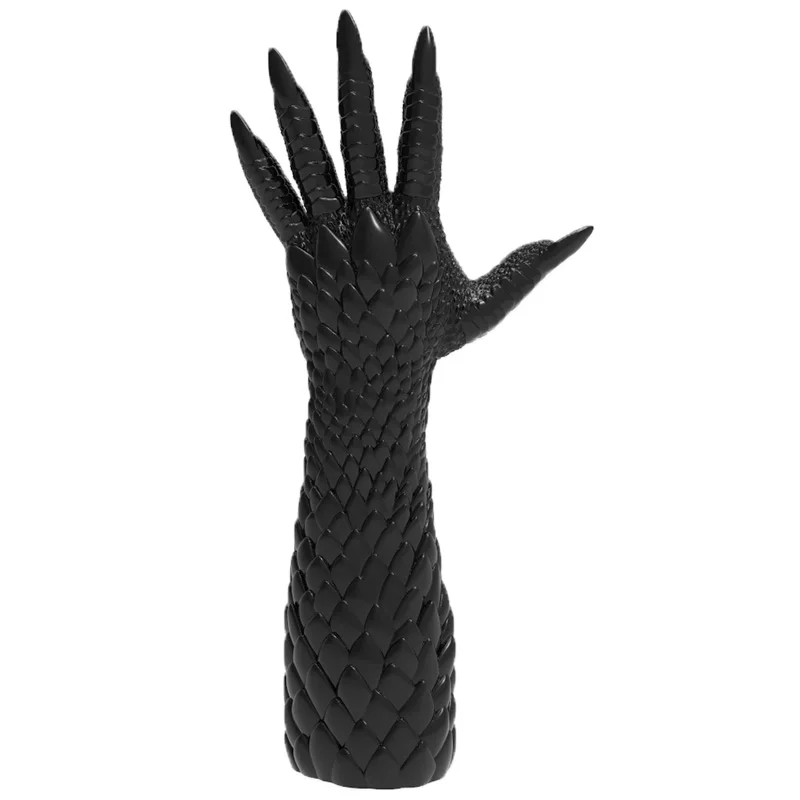 Furrjoi Silicone Realistic Dragon Paws Handwear with 5 Fingers A Pair Cosplay Costume Furry Clothing with Nails Whole Black