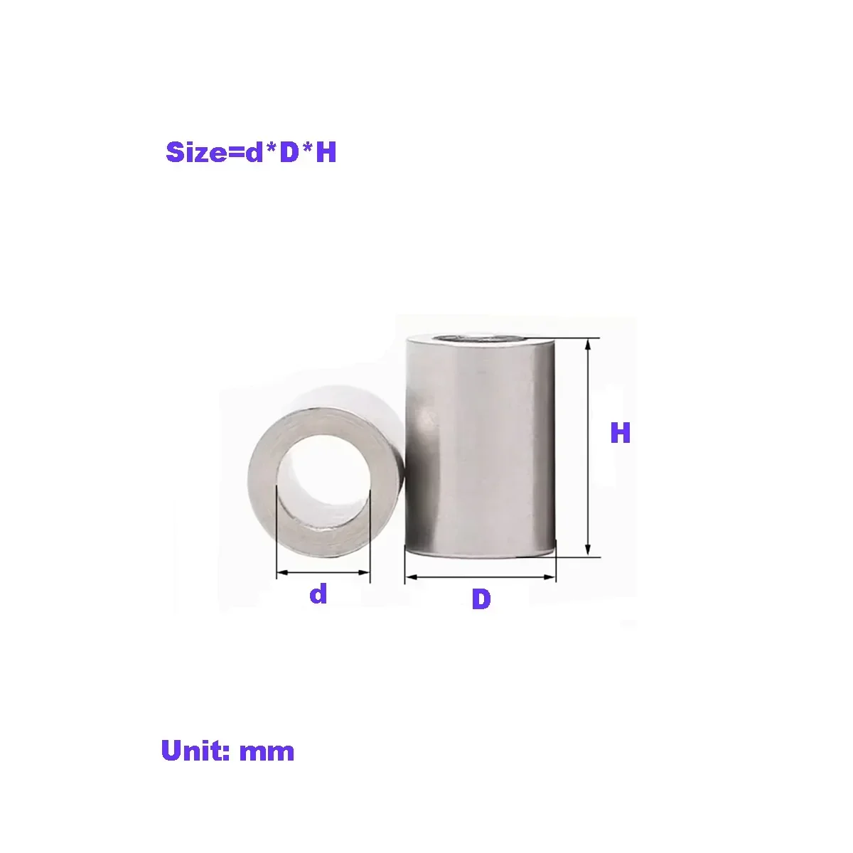 

304 Stainless Steel Extended Cylindrical Steel Sleeve Shaft Sleeve/Toothless Screw Sleeve Hollow Sleeve M2-M6